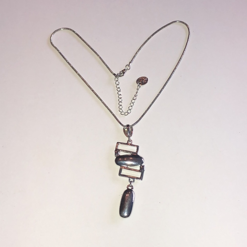Silver Tone Green Crystal Boho Pendant Necklace - Picture 6 of 6